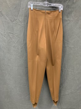 Womens, Pants, N/L, Brown, Rayon, Nylon, Solid, W: 28, 6, Thick, High Waisted, Hollywood Pleated Waist, Zip Back, Stirrups