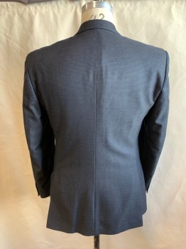 Mens, Sportcoat/Blazer, MICHAEL KORS, Black, Steel Blue, Rayon, Polyester, Houndstooth - Micro, 42R, Single Breasted, Collar Attached, 2 Buttons,  3 Pockets