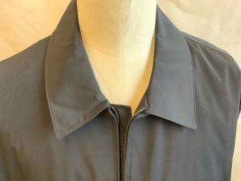 Mens, Casual Jacket, CLAIBORNE, Black, Polyester, Nylon, Solid, 2XL, Collar Attached, Black Lining, Zip Front, 2 Pockets, Long Sleeves,