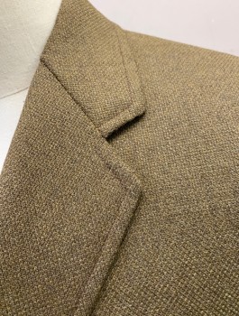 L.E.BROMBERG, Olive Green, Wool, Solid, Single Breasted, Notched Lapel, 2 Buttons, 3 Patch Pockets, Lining is Cream with Brown and Black Pattern, Label Inside Pocket Has Date "Nov 18 1976",