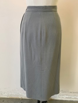 Womens, 1940s Vintage, Suit, Skirt, Gray, Wool, Solid, H:38, W:28, Skirt, Crepe, 1" Wide Waistband, Straight Fit, Knee Length, Side Zipper,