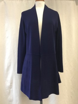 Womens, Sweater, ANNE KLEIN, Navy Blue, Polyester, Viscose, Solid, L, Open Front,