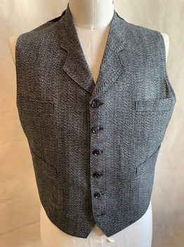 MTO, Black, White, Red, Wool, Heathered, Tweed, Single Breasted, 6 Buttons, Notched Lapel, 4 Pockets, Cotton Back, Adjustable Back Waist