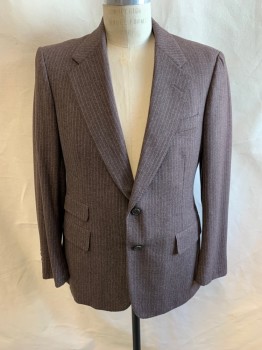 CHESTER BARRIE, Brown, Beige, Wool, Stripes - Pin, Notched Lapel, Single Breasted, Button Front, 2 Buttons, 3 Pockets