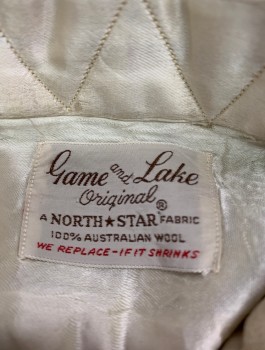 GAME AND LAKE, Cream, Navy Blue, Red, Wool, Grid , L/S, Button Front, Camp Collar, 2 Patch Pockets with Single Button Closure on Each