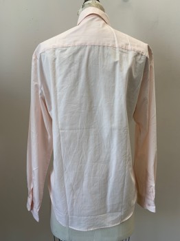 PAPPAGLLO, Lt Pink, Cotton, Polyester, Solid, L/S, Button Front, Collar Attached, Pleated
