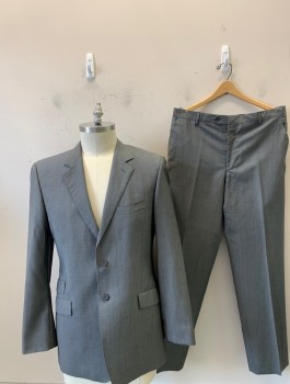 Paul Smith London, Charcoal Gray, Wool, Mohair, Solid, Notched Lapel, L/S, 3 Pockets, Purple Lining