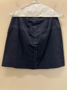 Womens, Skirt, N/L, H: 38, W: 26, Navy, Solid, White Stitching, F.F, 2 Pockets, Back Zip,