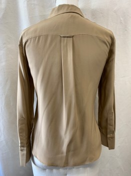 NL, Khaki Brown, Poly/Cotton, Solid, Collar Attached, Button Front, Long Sleeves