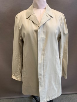 Womens, Coat, Trenchcoat, THEORY, Khaki Brown, Cotton, Polyester, Solid, M, Button Front, Collar Attached, 2 Welt Pockets, Hem Above Knee, No Lining