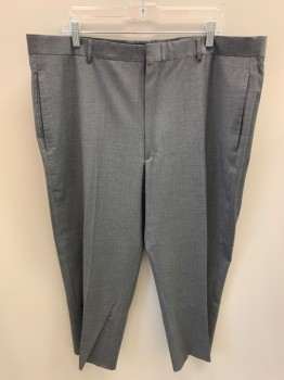 STRUCTURE, Medium Gray, Wool, Heathered, Zip Front, Hook Closure, 4 Pockets, Creased Front, 8" Hem