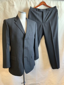 Ted Baker, Smoky Black, Wool, Single Breasted, 3 Buttons,  Notched Lapel,