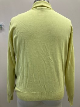 Mens, Sweater, VENTURA, M, Green, Knit, Turtleneck, L/S, V Neck Bands With Tuck Pleat Detail