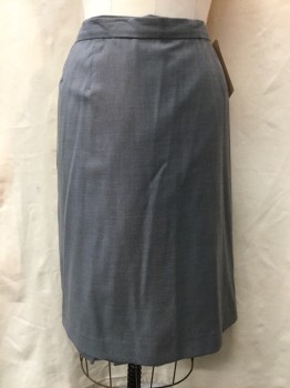 N/L, Gray, Polyester, Solid, Made To Order, Back Zipper, Straight to Below Knee, Nicely Lined, Slit Center Back,