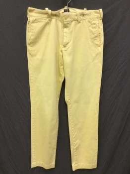 J. CREW, Yellow, Cotton, Solid, Mute Yellow, Zip Front, Flat Front, 2 Slant Side Pockets