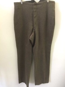 N/L, Brown, Wool, Solid, Button Fly, 2 Side Seam Pockets, Made To Order