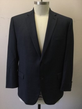 Mens, Suit, Jacket, LAUREN Ralph Lauren, Navy Blue, Blue, Black, Wool, Plaid, 46R, Appears Navy, Single Breasted, Collar Attached, Notched Lapel, 2 Buttons,  3 Pockets