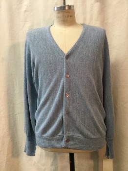 JC PENNY, Blue, Wool, Heathered, Cardigan, Button Front,