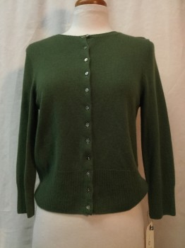 Womens, Sweater, PURE, Green, Cashmere, Solid, 6, Green, Center Front,