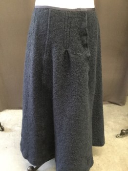 MTO, Navy Blue, Wool, Solid, Boiled Wool, 1/2" Grosgrain Waistband, Box Pleat at Front Waist, Made To Order