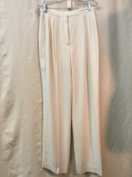 Womens, Suit, Pants, KASPER, Cream, Rayon, Polyester, Solid, 4, Double Pleated