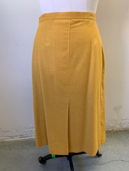 N/L, Mustard Yellow, Wool, Solid, Skirt, Hem Below Knee, Straight Cut, 1" Wide Self Waistband, Box Pleat at Hem, Side Zipper, Early