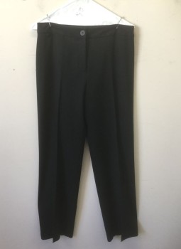 Womens, Slacks, M&S COLLECTION, Black, Polyester, Solid, W:30, 6, High Waist, Straight Leg, Zip Fly, No Pockets, Has Faux "Watch Pocket" at Hip