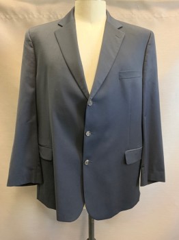 Mens, Sportcoat/Blazer, ROCHESTER, Black, Wool, Solid, 50L, Notched Lapel, Single Breasted, Button Front, 3 Buttons,