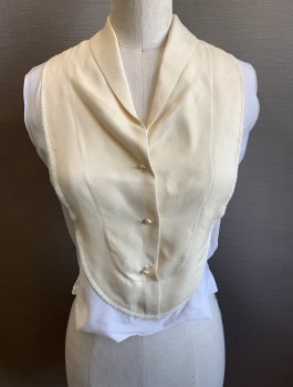 Womens, Blouse, N/L MTO, Cream, White, Polyester, Solid, B:34, Crepe Dickie Attached to Spandex Sleeveless Tank, Shawl Collar, 3 Pearl Buttons, Made To Order 1930's Reproduction