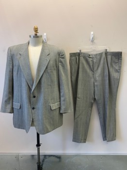 Mens, Suit, Jacket, Eaglesons, Gray, Black, Wool, Plaid, 52, 2 Buttons, Single Breasted, Notched Lapel, 3 Pockets