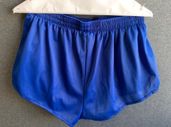 Mens, Shorts, JORDACHE, Royal Blue, Nylon, Stripes - Pin, W28-34, Athletic, Elastic Waist, Short Shorts with 1" Inseam, Built in Briefs, Logo at Hem