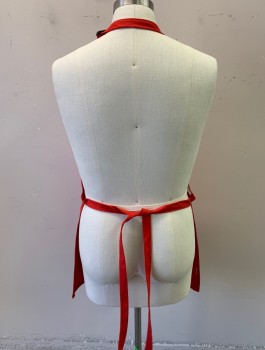 FAME, Red, Poly/Cotton, Solid, Twill, Adjustable Neck Strap, No Pockets, Self Ties at Sides, Multiples