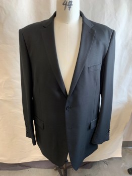 GIROGIO FIORELLI, Black, Polyester, Viscose, Solid, Single Breasted, 2 Buttons, 3 Pockets, Notched Lapel, Double Vent