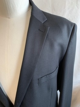 GIROGIO FIORELLI, Black, Polyester, Viscose, Solid, Single Breasted, 2 Buttons, 3 Pockets, Notched Lapel, Double Vent