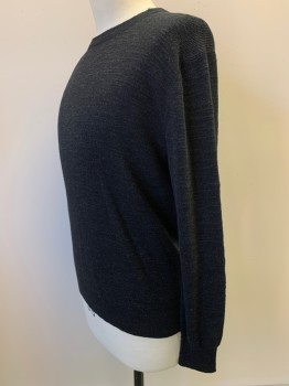 Mens, Pullover Sweater, J CREW, Charcoal Gray, Gray, Cotton, Heathered, M, L/S, Crew Neck, Pullover,