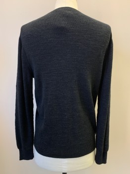 Mens, Pullover Sweater, J CREW, Charcoal Gray, Gray, Cotton, Heathered, M, L/S, Crew Neck, Pullover,