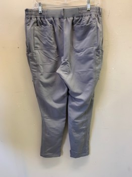 JAANUU, Lt Gray, Polyester, Rayon, Slant Pockets, Zip Front, Patch Pockets & Zip Pockets at Thighs