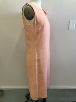 ANNE FOGARTY, Salmon Pink, Solid, Boat Neck, Side Bow, Sleeveless, Side Zipper With Cover Placket,