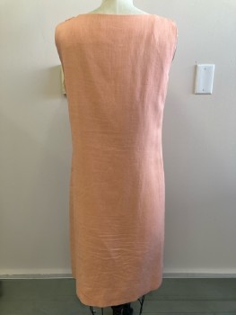 ANNE FOGARTY, Salmon Pink, Solid, Boat Neck, Side Bow, Sleeveless, Side Zipper With Cover Placket,
