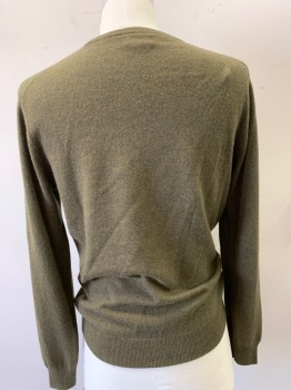 Mens, Pullover Sweater, JCREW, Tobacco Brown, Cashmere, Heathered, M, L/S, CN,