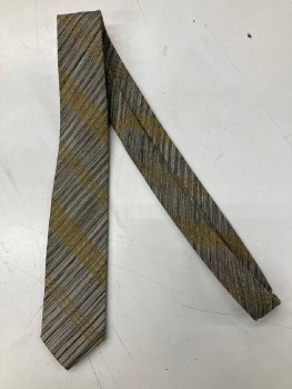 Mens, Tie, N/L, Moss Green, Gray, Dk Gray, Silk, Stripes - Diagonal , O?S, Four In Hand