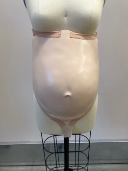 Womens, Pregnancy Belly/Pad, NL, Beige, Rubber, Spandex, Solid, 7 MO, 4, Spandex Bodysuit with Attached Thong, 7 Months, Belly Button, Back Zip, Can Hook Up Bra Straps If Necessary