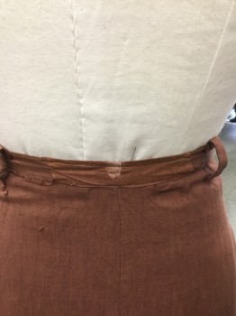 N/L, Chocolate Brown, Linen, Wool, Solid, Faux Center Pleat with 2 Triangle Pockets at Front.4 Belt Loops with Repair at Back,