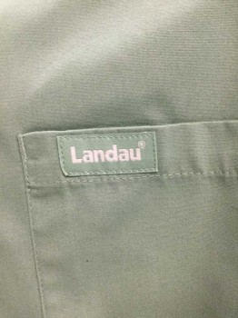 LANDAU, Sea Foam Green, Polyester, Cotton, Solid, Drawstring Waist, 1 Back Pocket