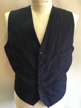 N/L, Navy Blue, Charcoal Gray, Lt Gray, Wool, Stripes - Pin, 6 Buttons, 4 Buttons, Self Backed,