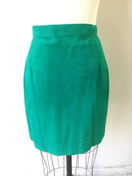 ANNE KLEIN, Green, Suede, Solid, Mini Skirt, Center Back Hidden Zipper