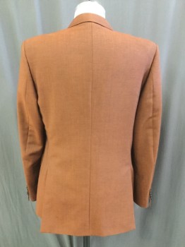 OZWALD BOATENG, Rust Orange, Black, Wool, 2 Color Weave, Double Breasted, Peaked Lapel, Top Stitch, 3 Pockets,