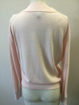 J CREW, Baby Pink, Cotton, Viscose, Solid, 5 Large Buttons, Long Sleeves,