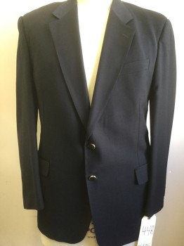 Mens, Blazer/Sport Co, DELFINO, Navy Blue, Wool, Solid, 44 R, 2 Buttons,  Notched Lapel, 3 Pockets,