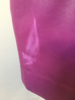 N/L, Magenta Pink, Leather, Mini Skirt, with Black/White Cord/Lacing Details, Silver Triangular Metal Studs, V Shaped Waist, Center Back  Zipper, Club Wear **Has Color Fade at Side Near Hem